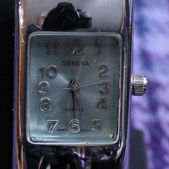 Geneva | Accessories | Geneva Silvertone Cuff Bracelet Watch  display picture 3